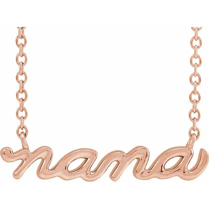 14K Rose Gold Nana 18" Necklace with Engraving