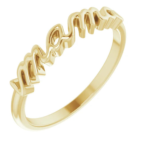 14K Yellow Gold Mama Ring - Size 7