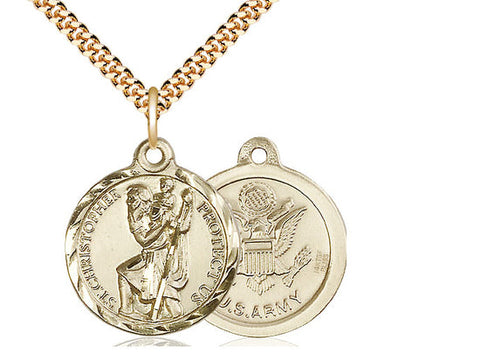 St. Christopher Army Medal, Gold Filled 