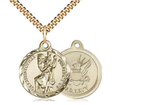 St. Christopher Navy Medal, Gold Filled 