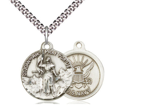 St. Joan of Arc Navy Medal, Sterling Silver 