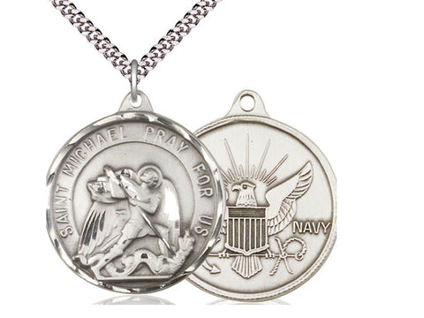 St. Michael  Navy Medal, Sterling Silver 