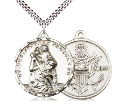 St. Christopher Army Medal, Sterling Silver 