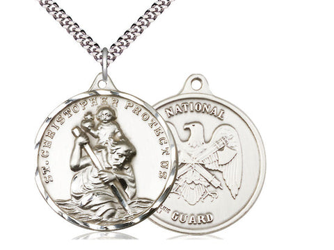 St. Christopher National Guard Medal, Sterling Silver 