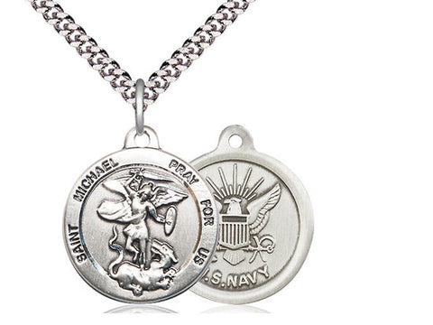 St. Michael Navy Medal, Sterling Silver 