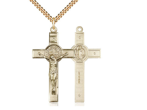 St. Benedict Crucifix Pendant, Gold Filled 