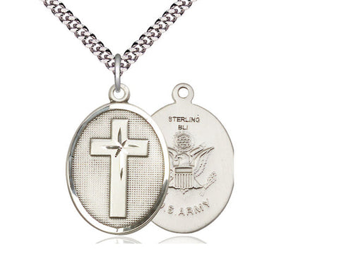 Army Cross Pendant, Sterling Silver 