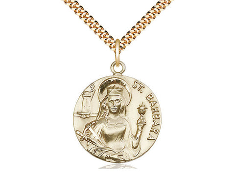 St. Barbara Medal, Gold Filled 