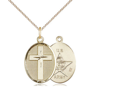 Army Cross Pendant, Gold Filled 