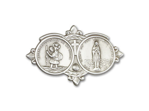 Our Lady of the Highway and Saint Christopher  Visor Clip
