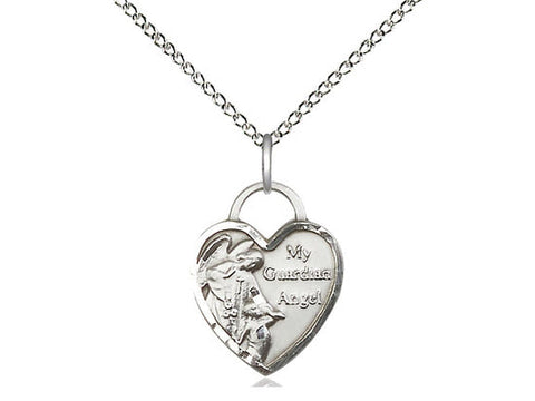 Guardian Angel Heart Medal, Sterling Silver 