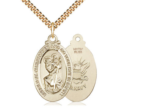 St. Christopher Navy Medal, Gold Filled 