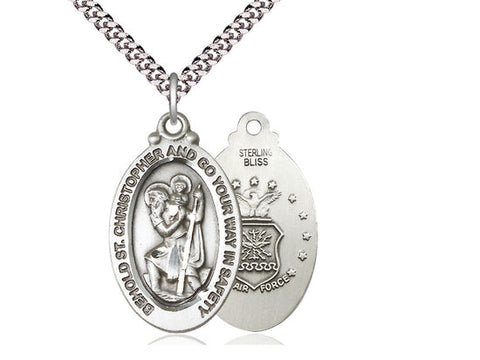 St. Christopher Air Force Medal, Sterling Silver 