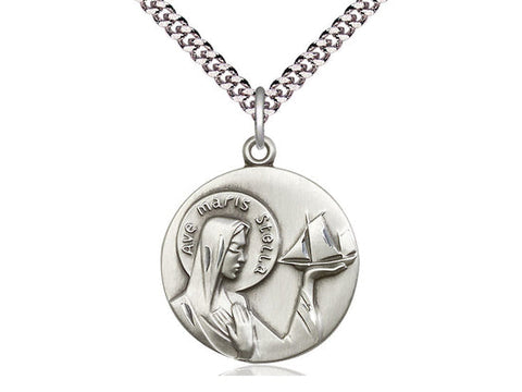 Our Lady Star of the Sea Medal, Sterling Silver 