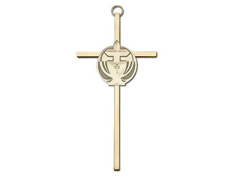 6 inch Antique Gold Communion on a Polished Brass Cross