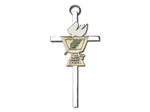 4 inch Antique Gold Confirmation Chalice on a Polished Silver Finish Cross
