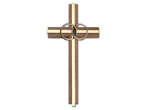 6 inch Marriage Cross, Walnut with Antique Gold inlay