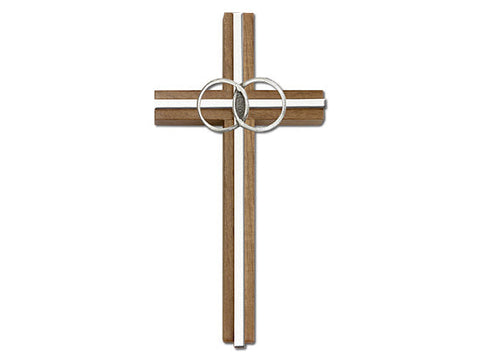 6 inch Marriage Cross, Walnut with Antique Silver inlay