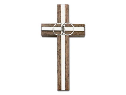 4 inch Marriage Cross, Walnut with Antique Gold inlay