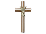 6 inch Contemporary Risen Christ Cross, Walnut with Antique Gold inlay