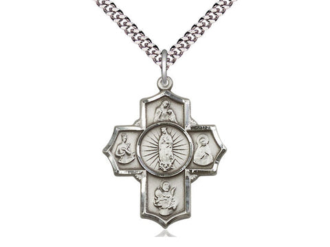 5 Way Cross Motherhood Medal, Sterling Silver 