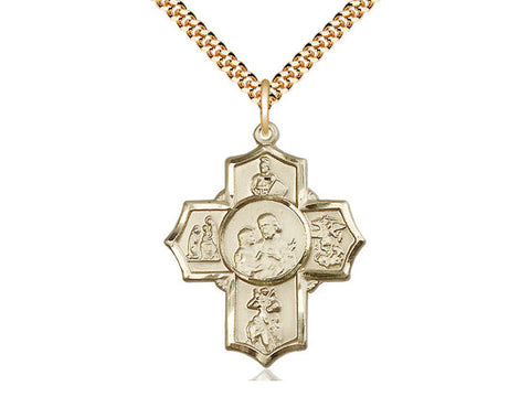 5 Way Cross Firefighter Medal, Gold Filled 