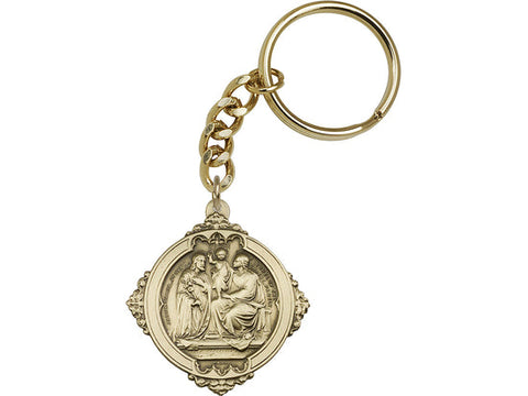 Antique Gold Holy Family Keychain
