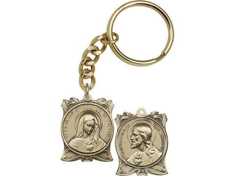 Antique Gold Immaculate Heart of Mary Keychain