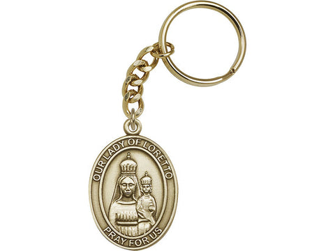 Antique Gold Our Lady of Loretto Keychain