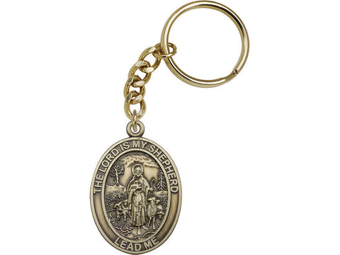 Antique Gold Lord Is My Shepherd Keychain 