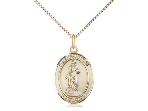 St. Barbara Medal, Gold Filled, Medium, Dime Size 