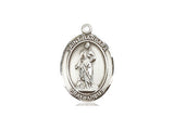 St. Barbara Medal, Sterling Silver, Medium, Dime Size 