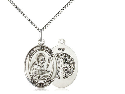 St. Benedict Medal, Sterling Silver, Medium, Dime Size 