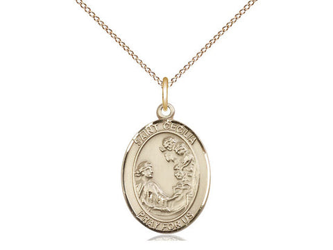 St. Cecilia Medal, Gold Filled, Medium, Dime Size 