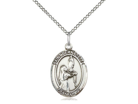 St. Bernadette Medal, Sterling Silver, Medium, Dime Size 
