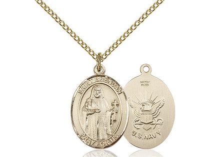 St. Brendan the Navigator Navy Medal, Gold Filled, Medium, Dime Size 