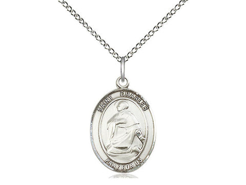 St. Charles Borromeo Medal, Sterling Silver, Medium, Dime Size 