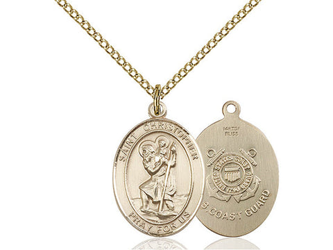 St. Christopher Coast Guard Medal, Gold Filled, Medium, Dime Size 