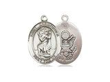 St. Christopher Army Medal, Sterling Silver, Medium, Dime Size 