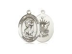 St. Christopher Navy Medal, Sterling Silver, Medium, Dime Size 