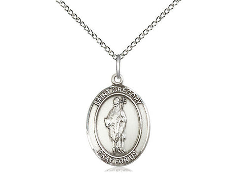 St. Gregory the Great Medal, Sterling Silver, Medium, Dime Size 