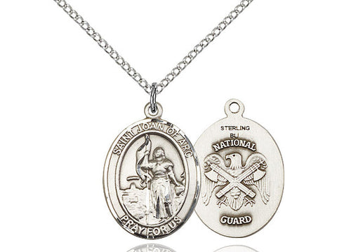 St. Joan of Arc National Guard Medal, Sterling Silver, Medium, Dime Size 