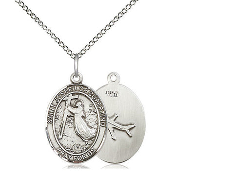 St. Joseph of Cupertino Medal, Sterling Silver, Medium, Dime Size 