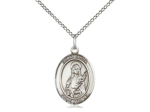 St. Lucia of Syracuse Medal, Sterling Silver, Medium, Dime Size 
