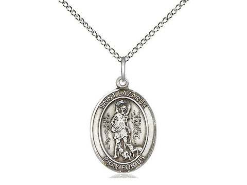 St. Lazarus Medal, Sterling Silver, Medium, Dime Size 