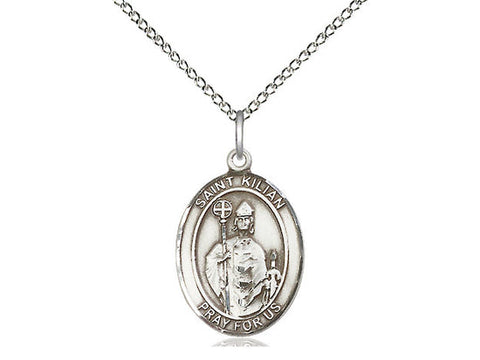 St. Kilian Medal, Sterling Silver, Medium, Dime Size 