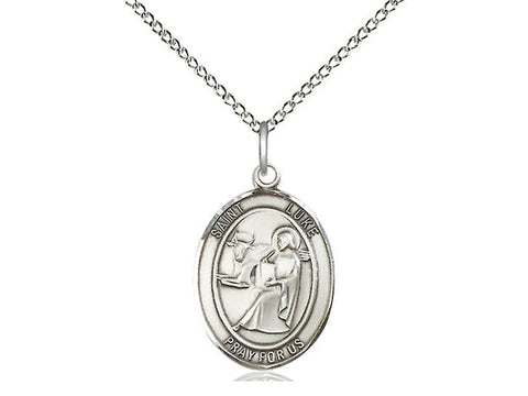 St. Luke the Apostle Medal, Sterling Silver, Medium, Dime Size 