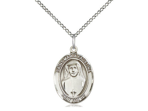 St. Maria Faustina Medal, Sterling Silver, Medium, Dime Size 
