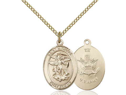 St. Michael Army Medal, Gold Filled, Medium, Dime Size 