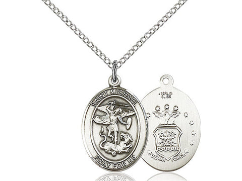 St. Michael Air Force Medal, Sterling Silver, Medium, Dime Size 